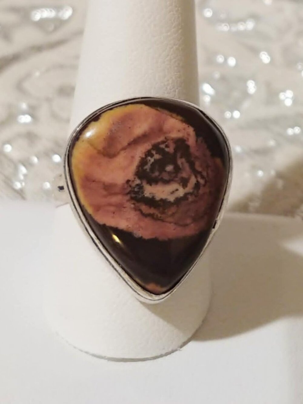 NWOT Natural Australian Outback Jasper .925 Sterling Silver Overlay Ring Sz. 9.5
